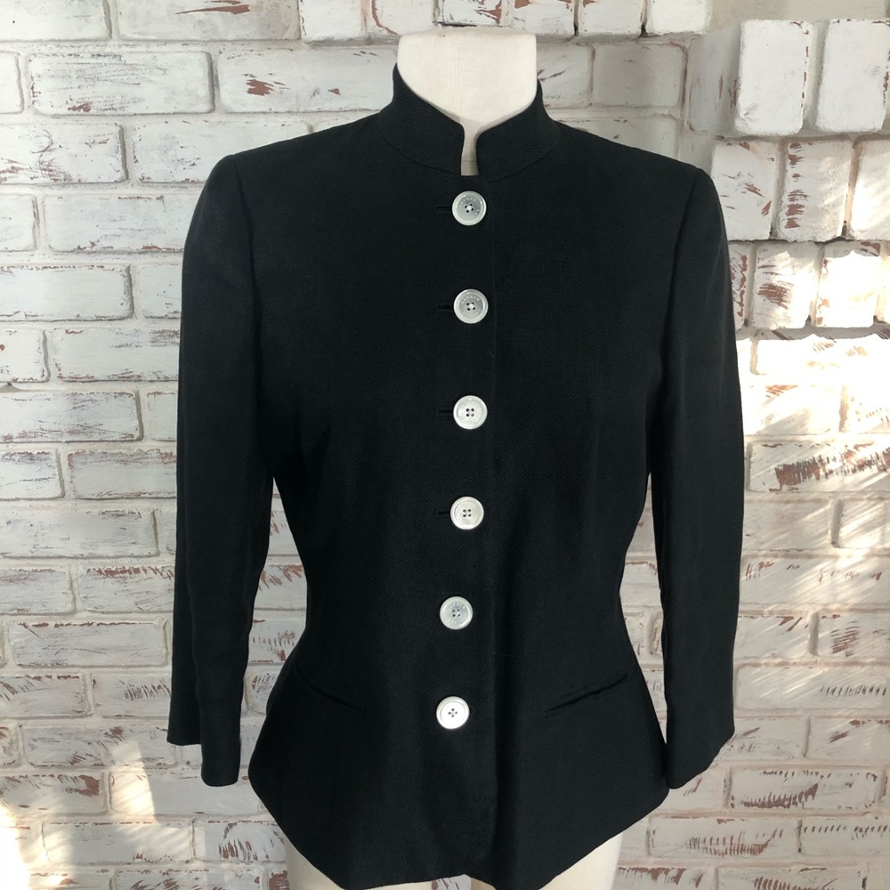 Ralph Lauren Linen Black Blazer Large White Button